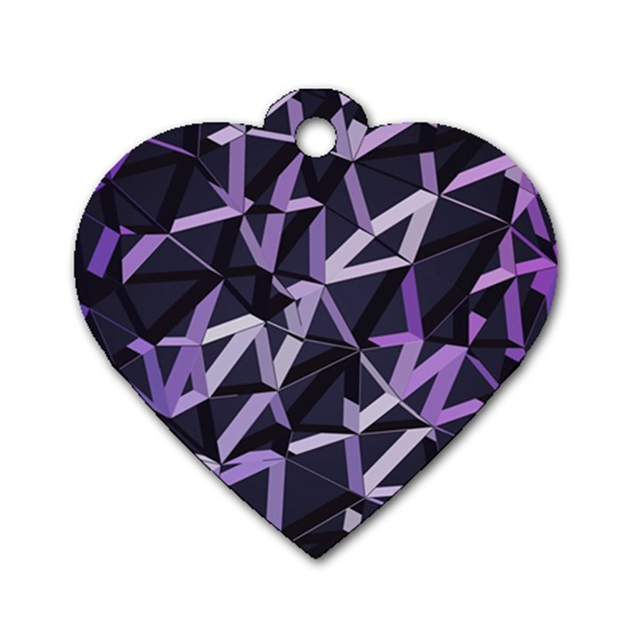 3d Lovely Geo Lines Vi Dog Tag Heart (One Side)