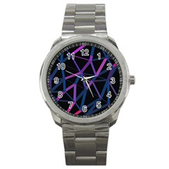 3d Lovely Geo Lines  V Sport Metal Watch by Uniqued