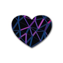 3d Lovely Geo Lines  V Rubber Coaster (heart) by Uniqued