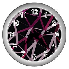 3d Lovely Geo Lines Iii Wall Clock (silver) by Uniqued