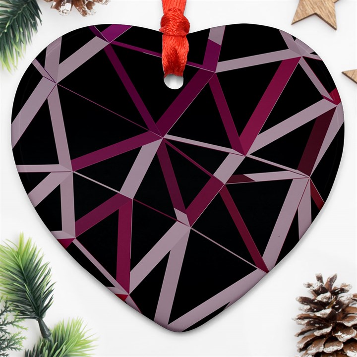 3d Lovely Geo Lines Iii Heart Ornament (Two Sides)