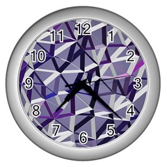 3d Lovely Geo Lines Ix Wall Clock (silver) by Uniqued