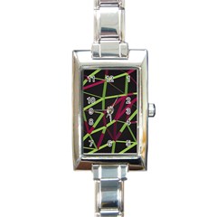 3d Lovely Geo Lines X Rectangle Italian Charm Watch by Uniqued