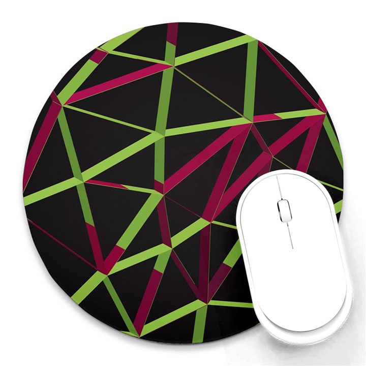 3D Lovely GEO Lines X Round Mousepads