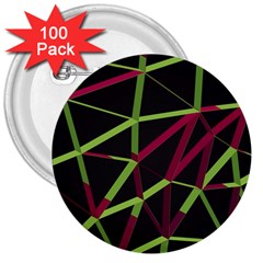 3d Lovely Geo Lines X 3  Buttons (100 Pack)  by Uniqued