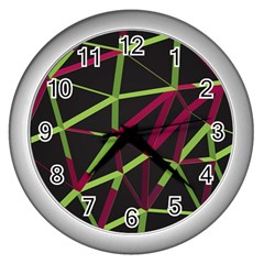 3d Lovely Geo Lines X Wall Clock (silver) by Uniqued