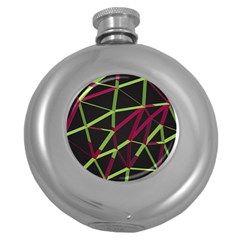 3d Lovely Geo Lines X Round Hip Flask (5 Oz) by Uniqued