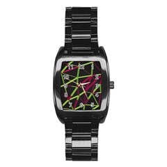 3d Lovely Geo Lines X Stainless Steel Barrel Watch by Uniqued