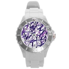 3d Lovely Geo Lines X Round Plastic Sport Watch (l) by Uniqued