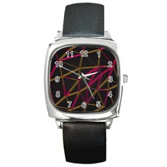 3d Lovely Geo Lines Xi Square Metal Watch by Uniqued