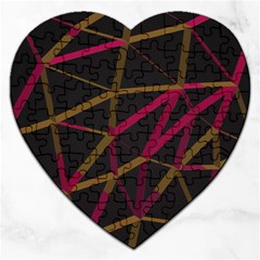 3d Lovely Geo Lines Xi Jigsaw Puzzle (heart) by Uniqued