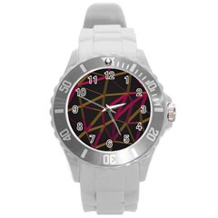 3d Lovely Geo Lines Xi Round Plastic Sport Watch (l) by Uniqued