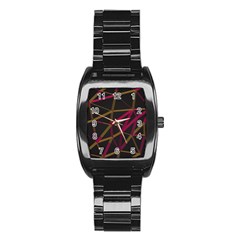 3d Lovely Geo Lines Xi Stainless Steel Barrel Watch by Uniqued