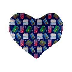 New Year Gifts Standard 16  Premium Flano Heart Shape Cushions by SychEva