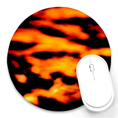 Orange Waves Abstract Series No2 Round Mousepads by DimitriosArt