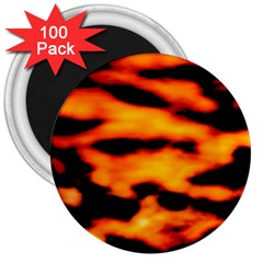 Orange Waves Abstract Series No2 3  Magnets (100 Pack) by DimitriosArt