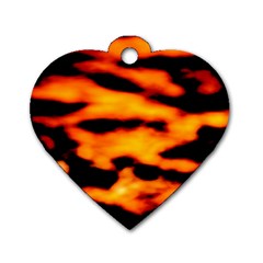 Orange Waves Abstract Series No2 Dog Tag Heart (one Side) by DimitriosArt