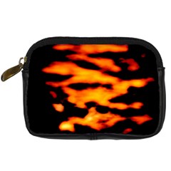 Orange Waves Abstract Series No2 Digital Camera Leather Case by DimitriosArt