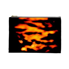 Orange Waves Abstract Series No2 Cosmetic Bag (large) by DimitriosArt