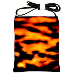 Orange Waves Abstract Series No2 Shoulder Sling Bag by DimitriosArt