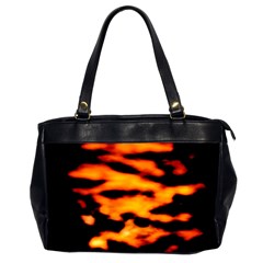 Orange Waves Abstract Series No2 Oversize Office Handbag (2 Sides) by DimitriosArt