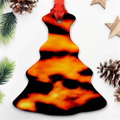 Orange Waves Abstract Series No2 Christmas Tree Ornament (two Sides) by DimitriosArt