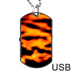 Orange Waves Abstract Series No2 Dog Tag Usb Flash (two Sides) by DimitriosArt