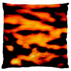 Orange Waves Abstract Series No2 Large Cushion Case (two Sides) by DimitriosArt