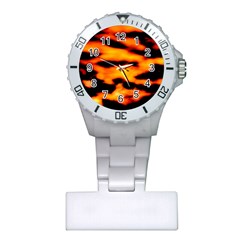 Orange Waves Abstract Series No2 Plastic Nurses Watch by DimitriosArt