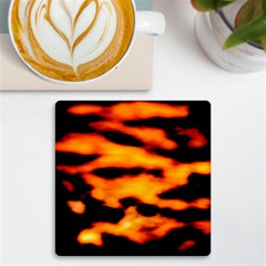 Orange Waves Abstract Series No2 Uv Print Square Tile Coaster  by DimitriosArt