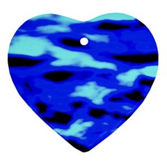 Blue Waves Abstract Series No11 Ornament (heart) by DimitriosArt