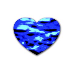 Blue Waves Abstract Series No11 Rubber Coaster (heart) by DimitriosArt