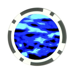 Blue Waves Abstract Series No11 Poker Chip Card Guard by DimitriosArt