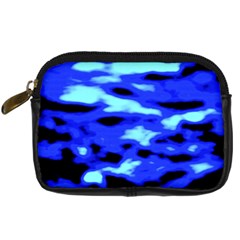 Blue Waves Abstract Series No11 Digital Camera Leather Case by DimitriosArt