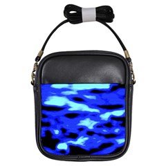 Blue Waves Abstract Series No11 Girls Sling Bag by DimitriosArt