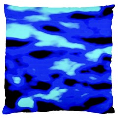 Blue Waves Abstract Series No11 Large Cushion Case (one Side) by DimitriosArt