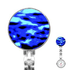 Blue Waves Abstract Series No11 Stainless Steel Nurses Watch by DimitriosArt