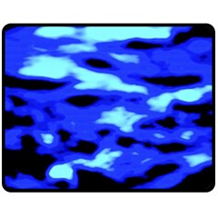 Blue Waves Abstract Series No11 Double Sided Fleece Blanket (medium)  by DimitriosArt