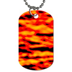 Red  Waves Abstract Series No14 Dog Tag (one Side) by DimitriosArt