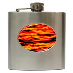 Red  Waves Abstract Series No14 Hip Flask (6 Oz) by DimitriosArt