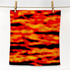 Red  Waves Abstract Series No14 Face Towel by DimitriosArt