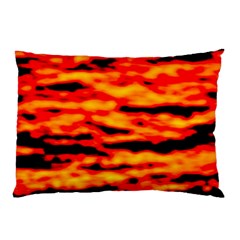 Red  Waves Abstract Series No14 Pillow Case (two Sides) by DimitriosArt