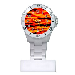 Red  Waves Abstract Series No14 Plastic Nurses Watch by DimitriosArt