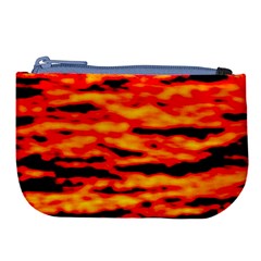 Red  Waves Abstract Series No14 Large Coin Purse by DimitriosArt