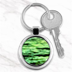 Green  Waves Abstract Series No13 Key Chain (round) by DimitriosArt