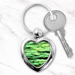 Green  Waves Abstract Series No13 Key Chain (heart) by DimitriosArt