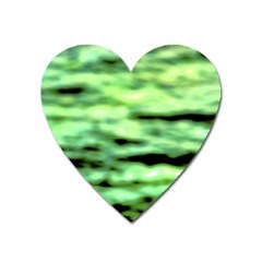 Green  Waves Abstract Series No13 Heart Magnet by DimitriosArt