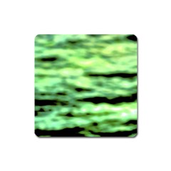 Green  Waves Abstract Series No13 Square Magnet by DimitriosArt