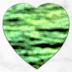 Green  Waves Abstract Series No13 Jigsaw Puzzle (heart) by DimitriosArt