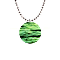 Green  Waves Abstract Series No13 1  Button Necklace by DimitriosArt